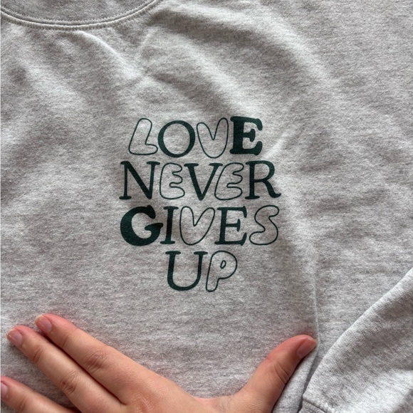 Gildan Gray Crewneck Sweater with Inspirational Print - Picture 2 of 5